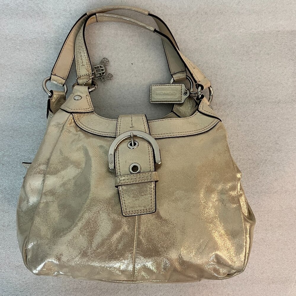 Coach metallic gold Lynn Soho leather purse